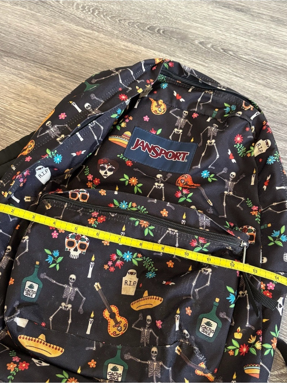 JanSport Black Día de los Muertos Skeleton Print Backpack